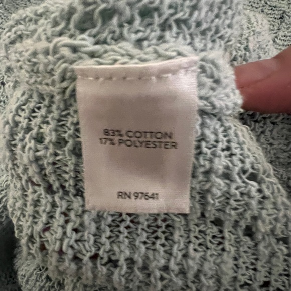 J Jill Sweater Womens XL Crochet Open Knit‎ V-Neck Agean Mist Coastal A5 - Picture 8 of 9